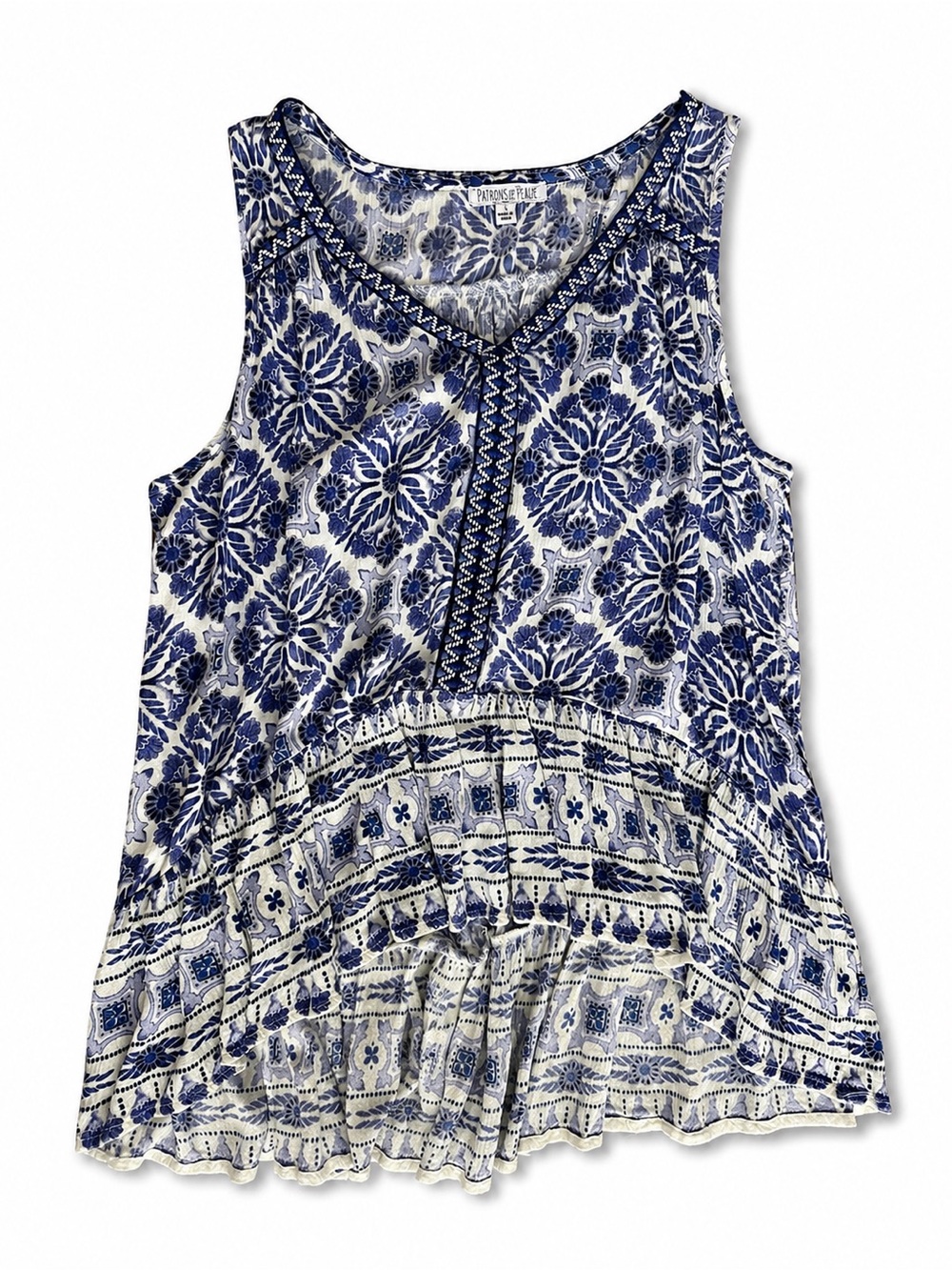 Patrons of Peace Floral Sleeveless Anthropologie style Peasant Top